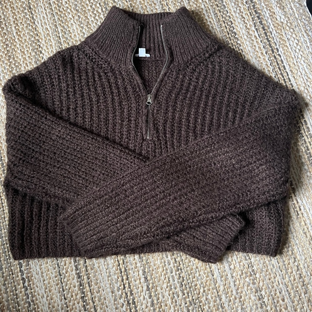 GARAGE CROPPED HALF ZIP SWEATER